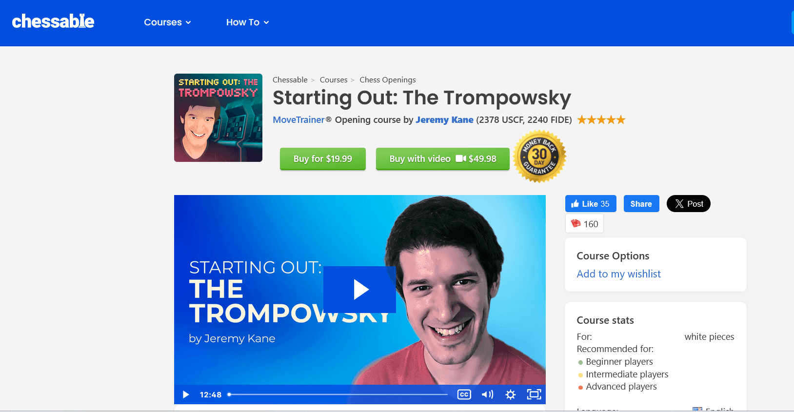 PREMIUM CHESS VIDEO | Chessable : Starting Out The Trompowsky by Jeremy Kane (Video 540p Only) - CHESS PREMIUM