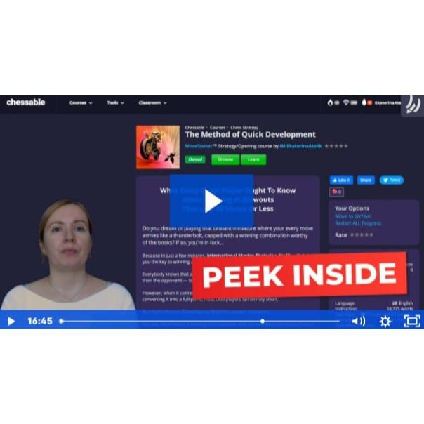 PREMIUM CHESS VIDEO | Chessable The Method of Quick Development By IM Ekaterina Atalik Video Course - CHESS PREMIUM