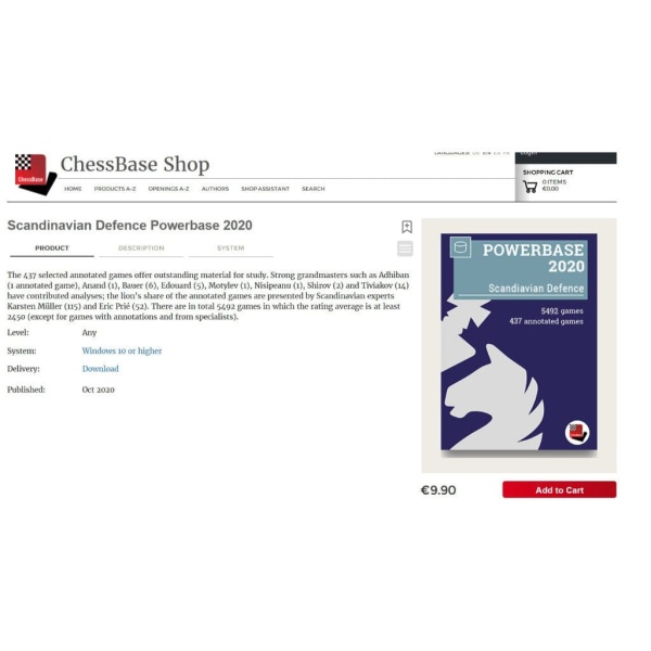 CHESS DATABASE | Powerbase 2020 - Scandinavian Defence - CHESS PREMIUM